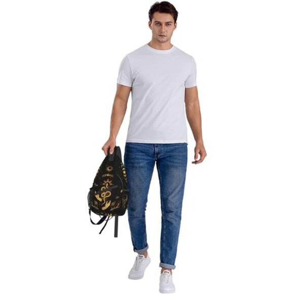 Witchy crossbody bag moon moth mushroom sling bag womens gothic travel purse - Picture 6 of 8